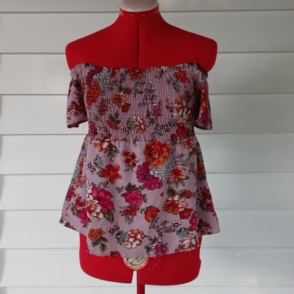 Monteau  Off Shoulder Smocked Top Sz M